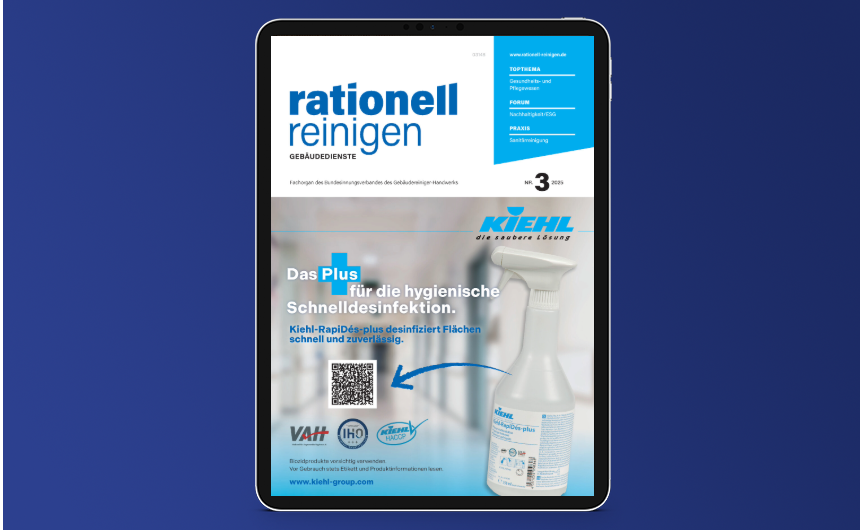 Mockup iPad mit dem Magazin "rationell reinigen"