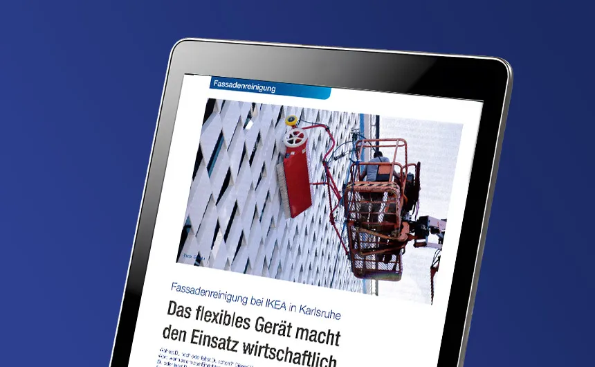 Mockup iPad mit Fachartikel aus "Reinigungsmarkt"