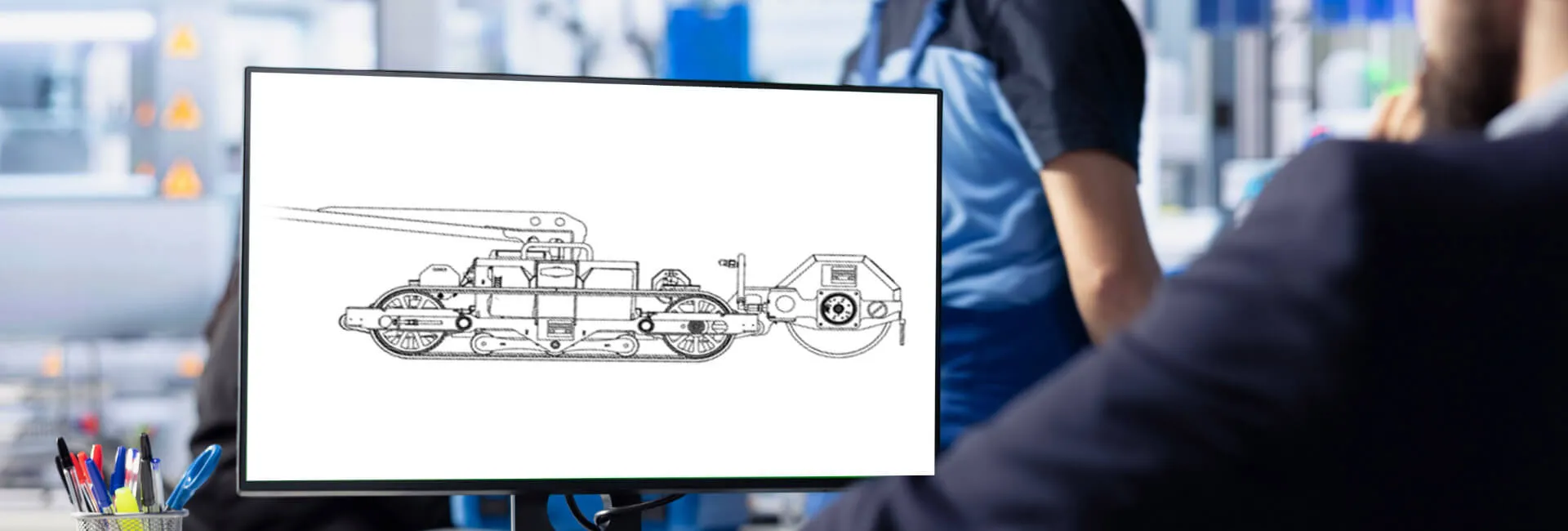 Vue latérale d'un dessin technique du solarROBOT pro représenté sur un écran