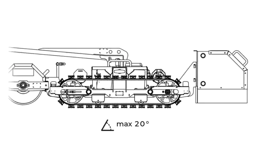 Zijaanzicht van een technische tekening Reinigingsrobot DIRT FORCE